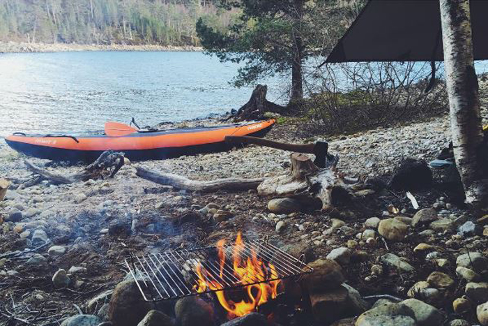 Kayak camping with a DD Tarp next to a BBQ- by @scottoutdoors on Instagram