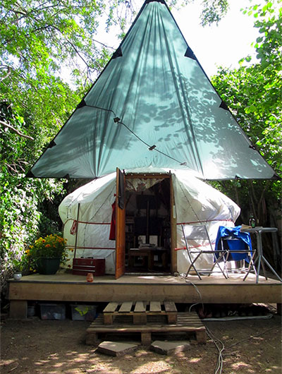 DD Tarp used as porch for a yurt