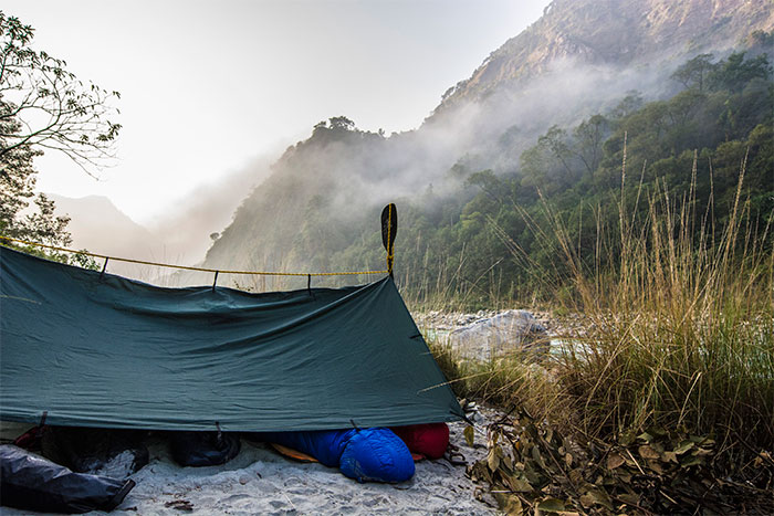 Dominic Burrow & Steph Higgins tarp-camping in Nepal