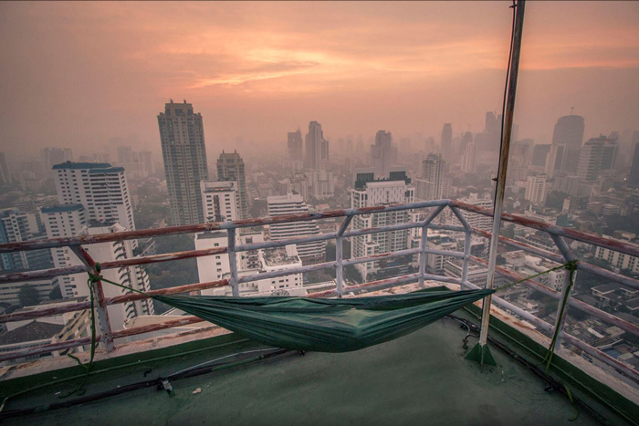 DD Camping Hammock on a skyscraper in Bangkok - by Petar Cule