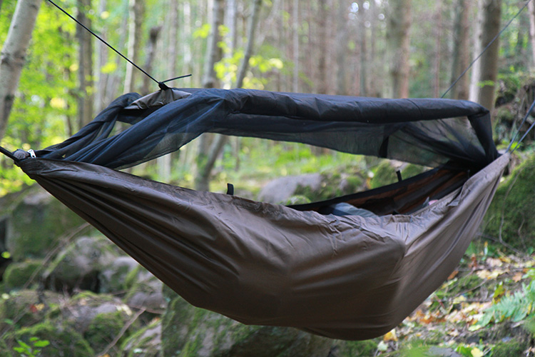 DD Travel Hammock bivi with mosquito net rolled up