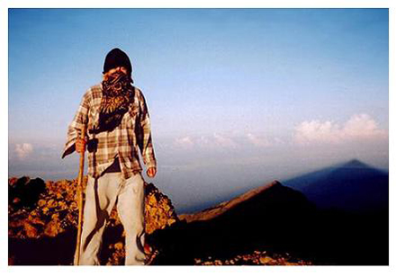 Nick pictured on summit of Rinjani, Indonesia